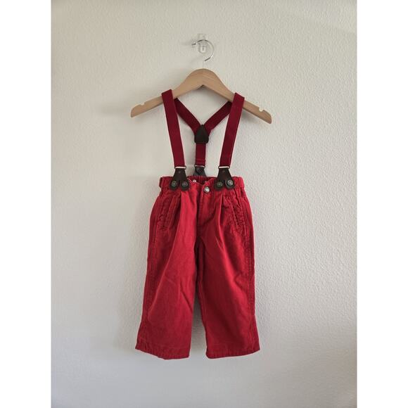 12m Vintage Children's Place Red Pants With Removable Suspenders - Picture 7 of 7